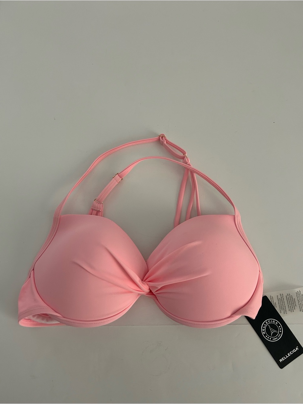 RELLECIGA Pink Padded Bikini Top with Twist Detail